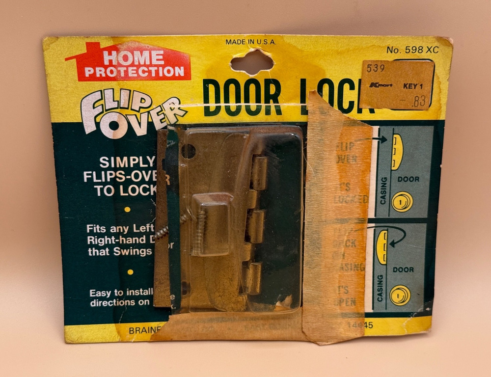 🔒 Vintage Flip Over Door Lock Home Protection No. 598 XC NOS Made USA